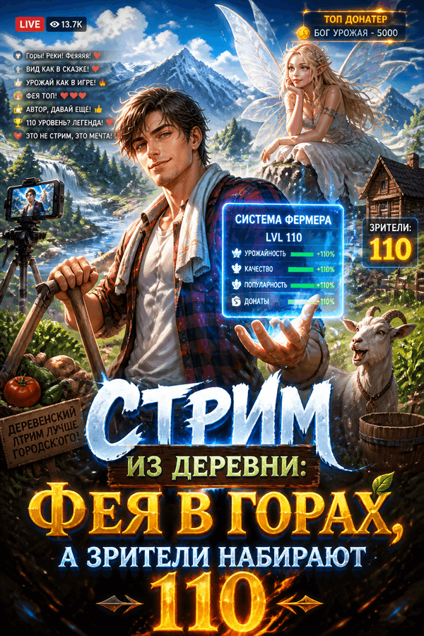Стрим из деревни: Фея в горах, а зрители набирают 110