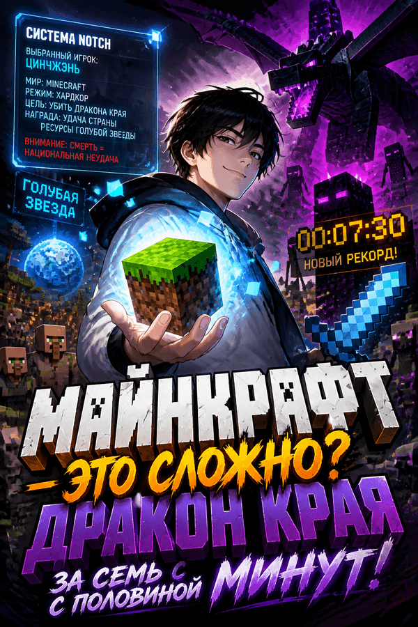 Майнкрафт — это сложно? Дракон Края за семь с половиной минут!