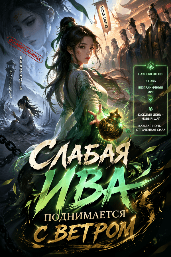 Слабая ива поднимается с ветром