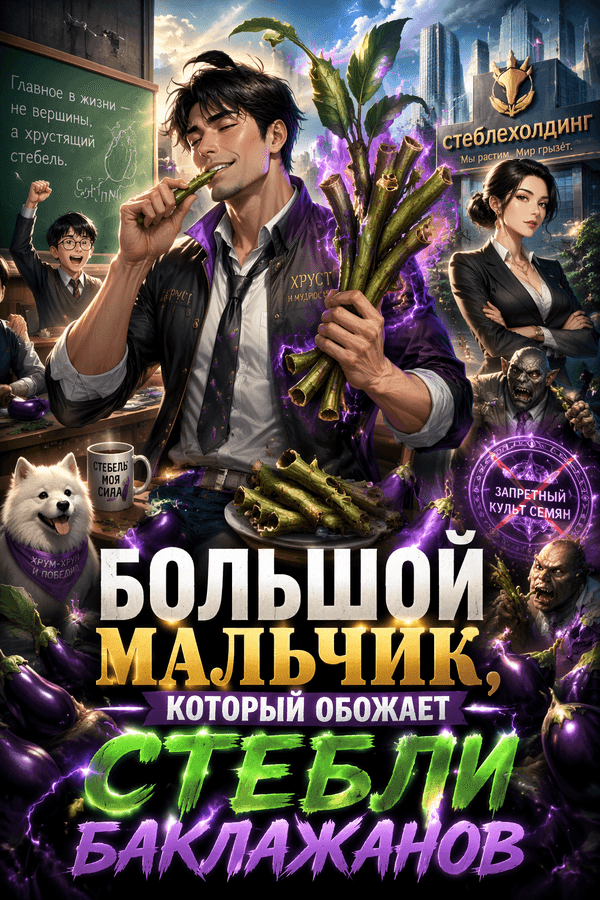 Большой мальчик, который обожает стебли баклажанов