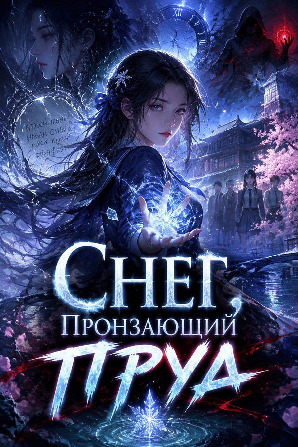 Снег, пронзающий пруд