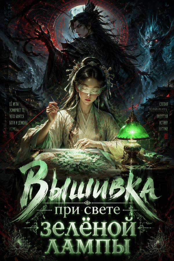 Вышивка при свете зелёной лампы