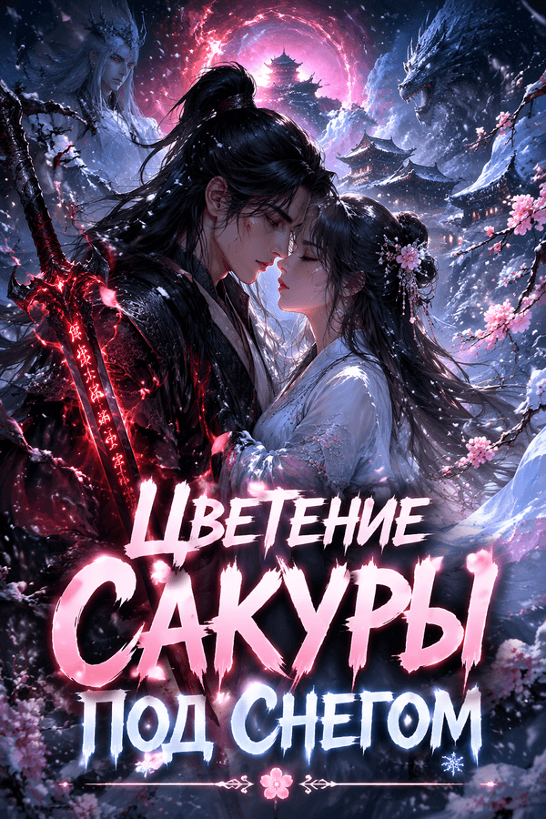 Цветение сакуры под снегом