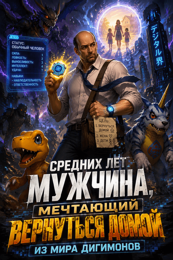 Средних лет мужчина, мечтающий вернуться домой из мира Дигимонов