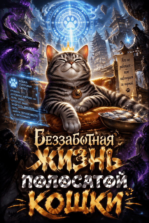 Беззаботная жизнь полосатой кошки