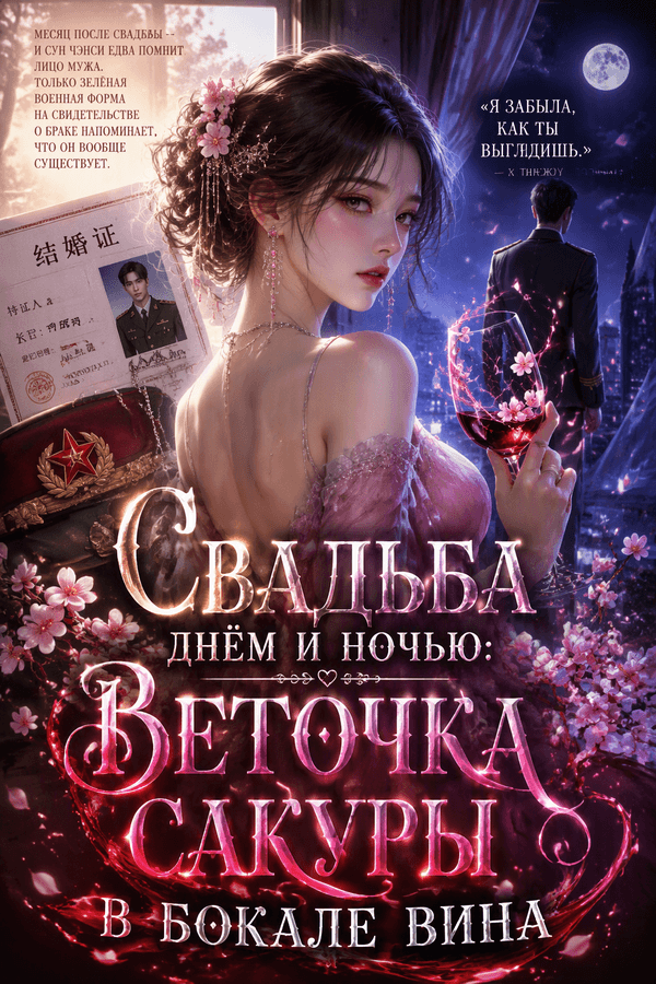 Свадьба днём и ночью: Веточка сакуры в бокале вина