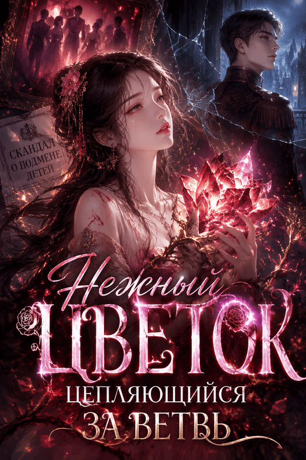 Нежный цветок, цепляющийся за ветвь