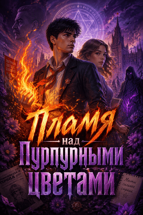 Пламя над пурпурными цветами