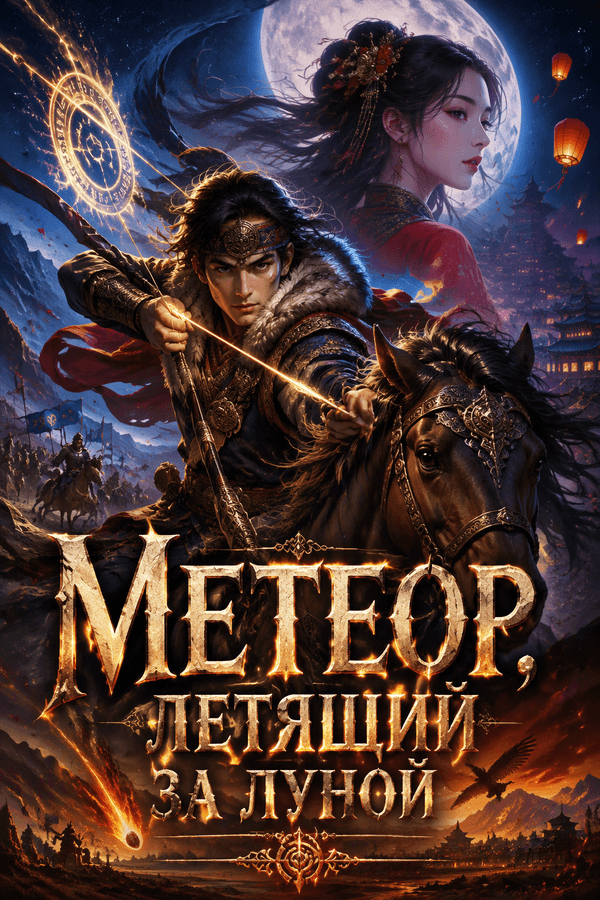 Метеор, летящий за луной