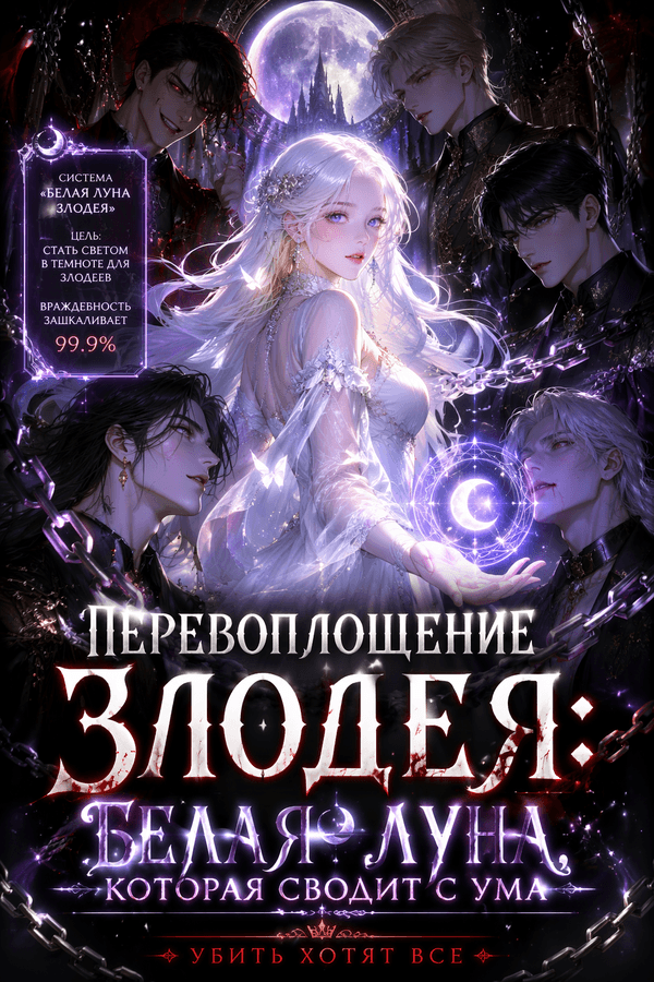 Перевоплощение злодея: белая луна, которая сводит с ума