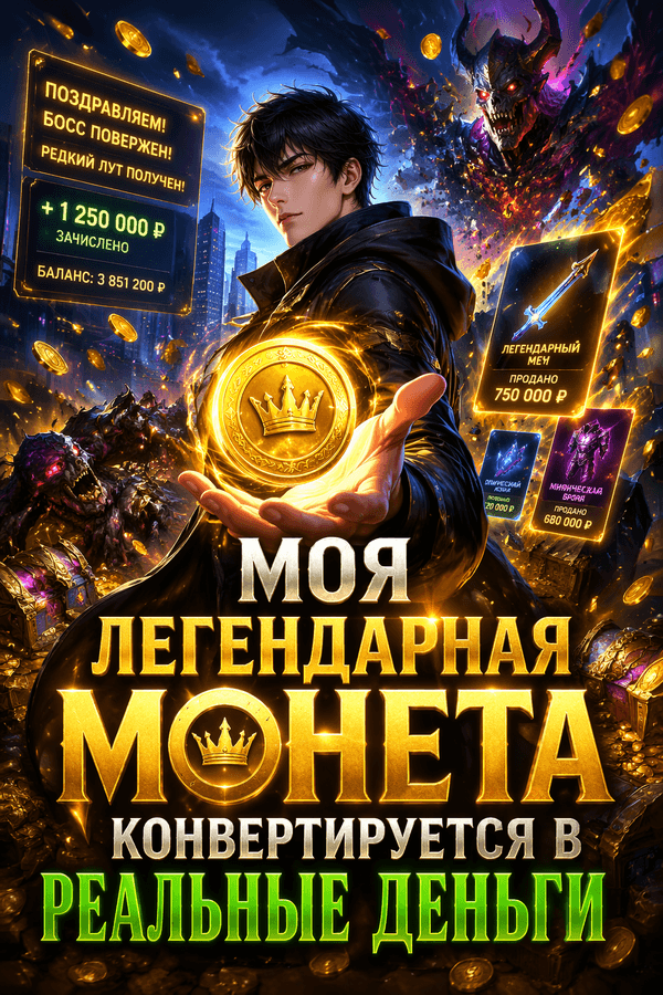 Моя легендарная монета конвертируется в реальные деньги