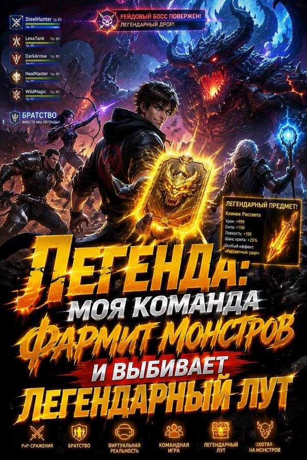 Легенда: Моя команда фармит монстров и выбивает легендарный лут