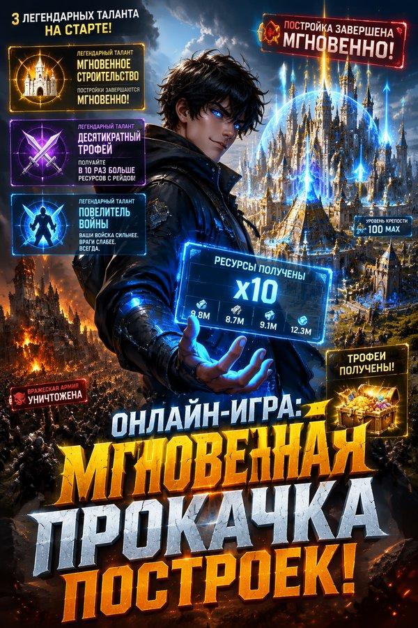 Онлайн-игра: Мгновенная прокачка построек!
