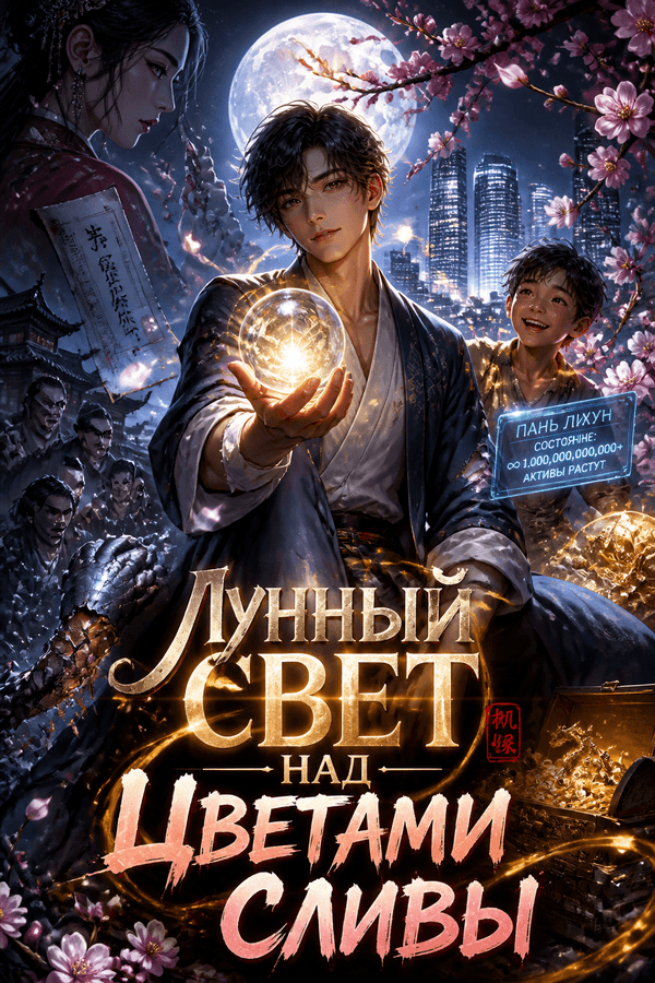 Лунный свет над цветами сливы