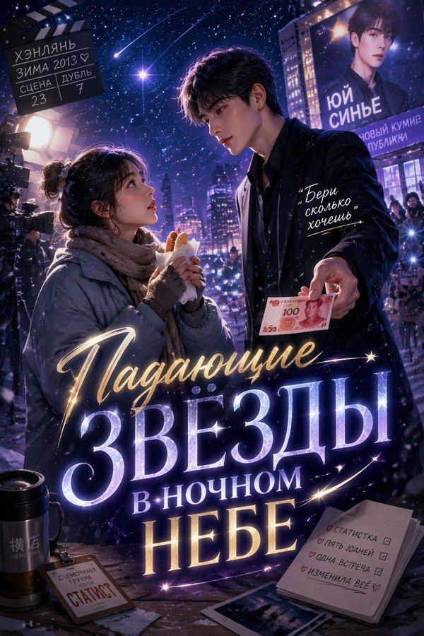 Падающие звёзды в ночном небе